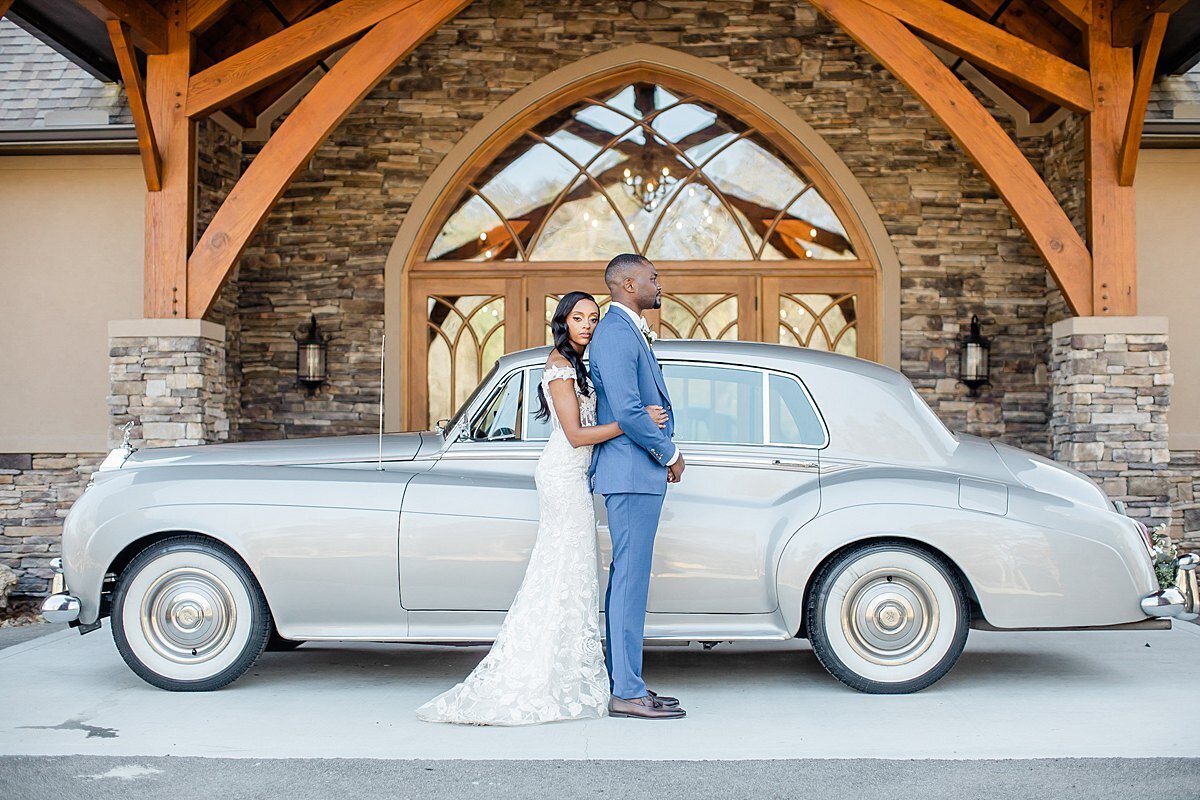 Couple Luxury Car Rolls Royce in Luxury Weddings