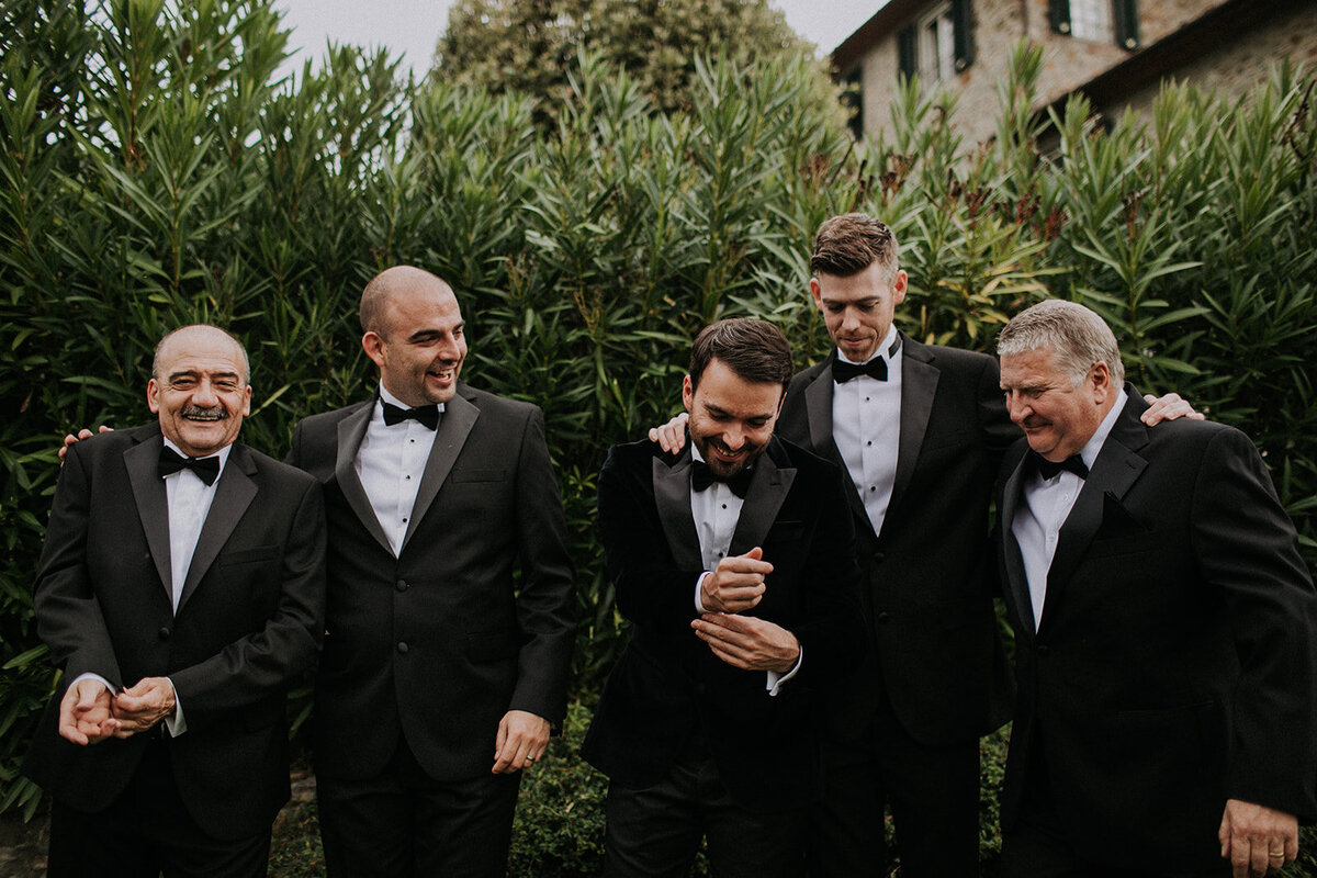Groomsmen at wedding in Lucca