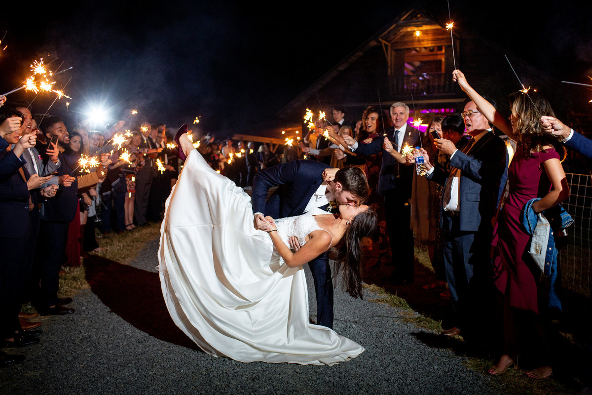 Sparkler wedding exit at Sassafras Fork Farm