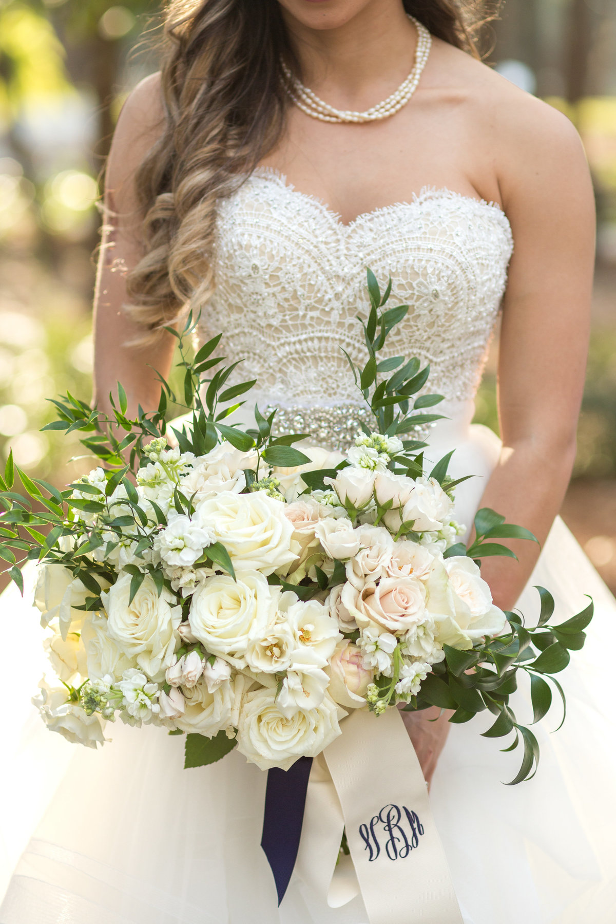 close up of bridal flowers at savannah wedding