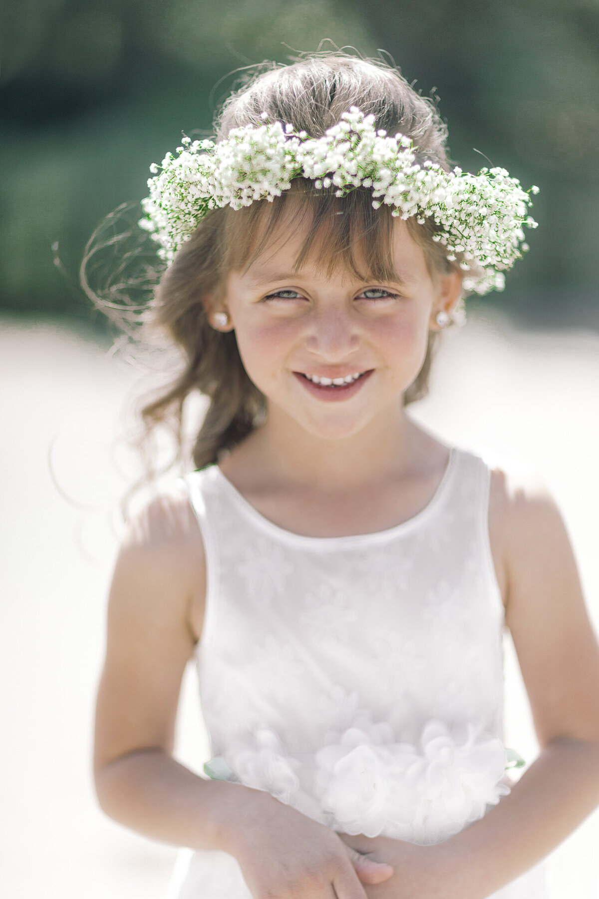 Napa Valley Wedding Photographer flower girl baby's breath crown