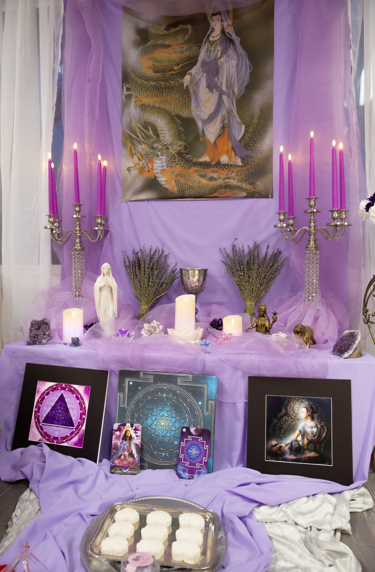goddess studio events for women sacred goddess archetype goddess of compassion altar quan yin mother mary moon cakes violet lavender temple