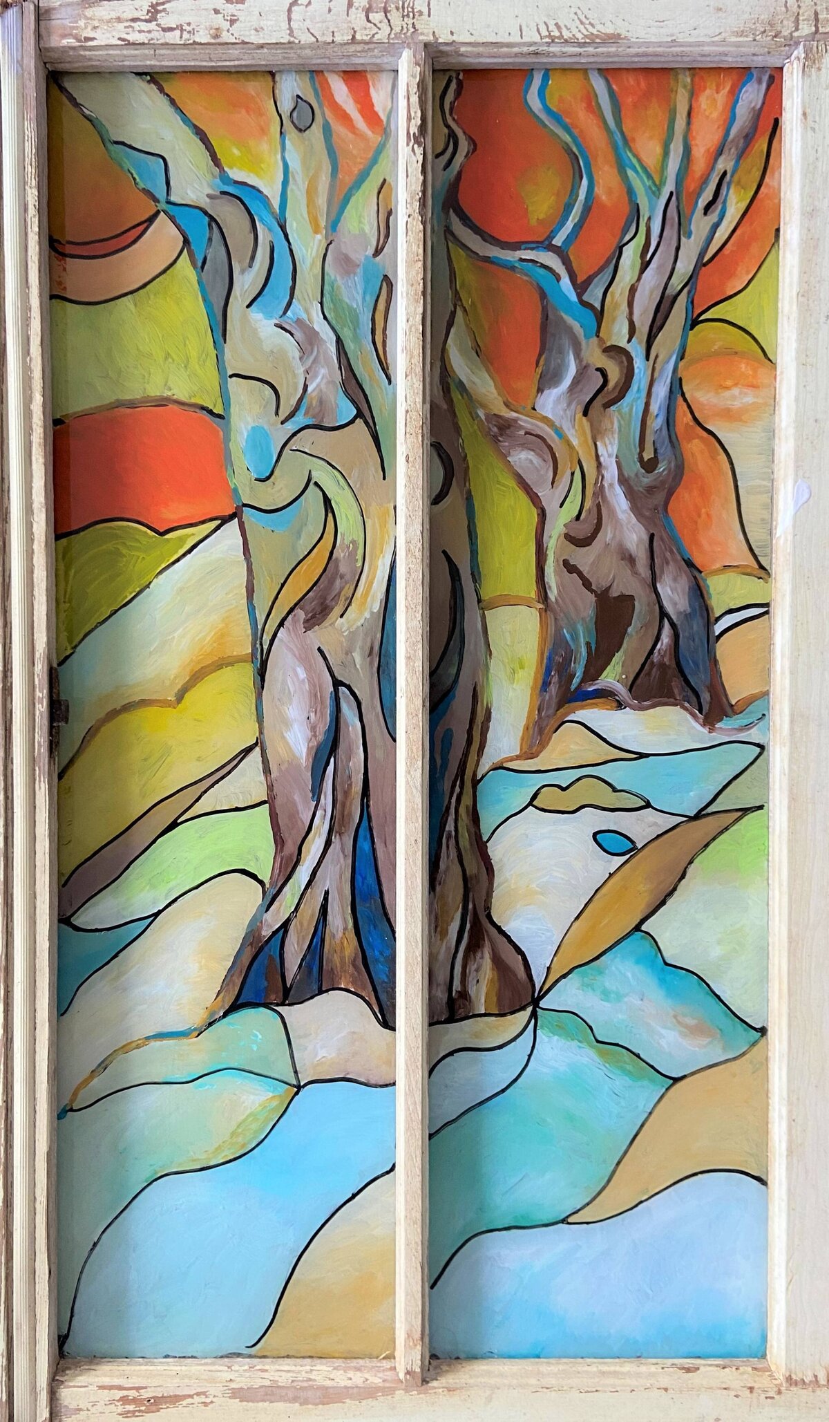 Two trees_D.Ciobanu_acrylic on glass_35x21