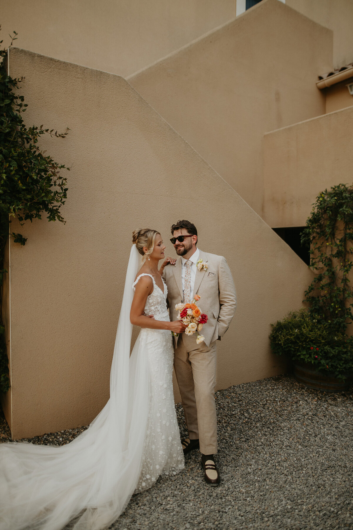 Bride and Groom at Chateau Canet in Carcassonne.