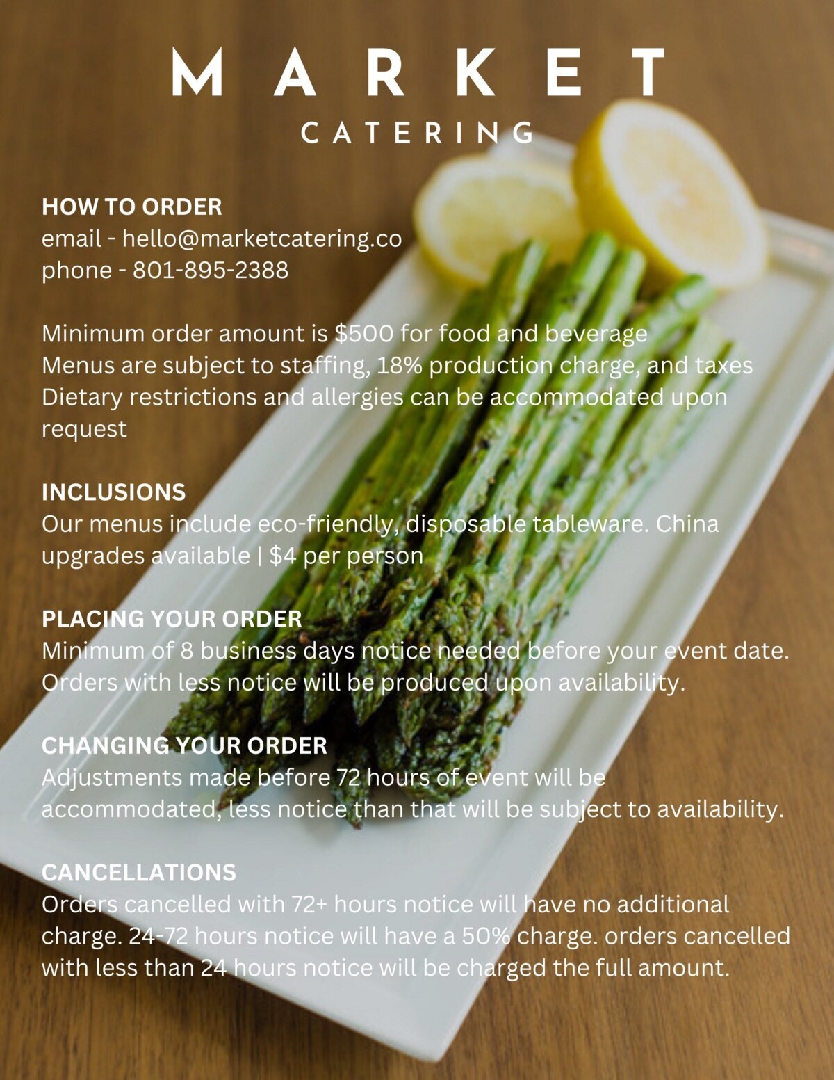 Market Catering Ordering Guidelines