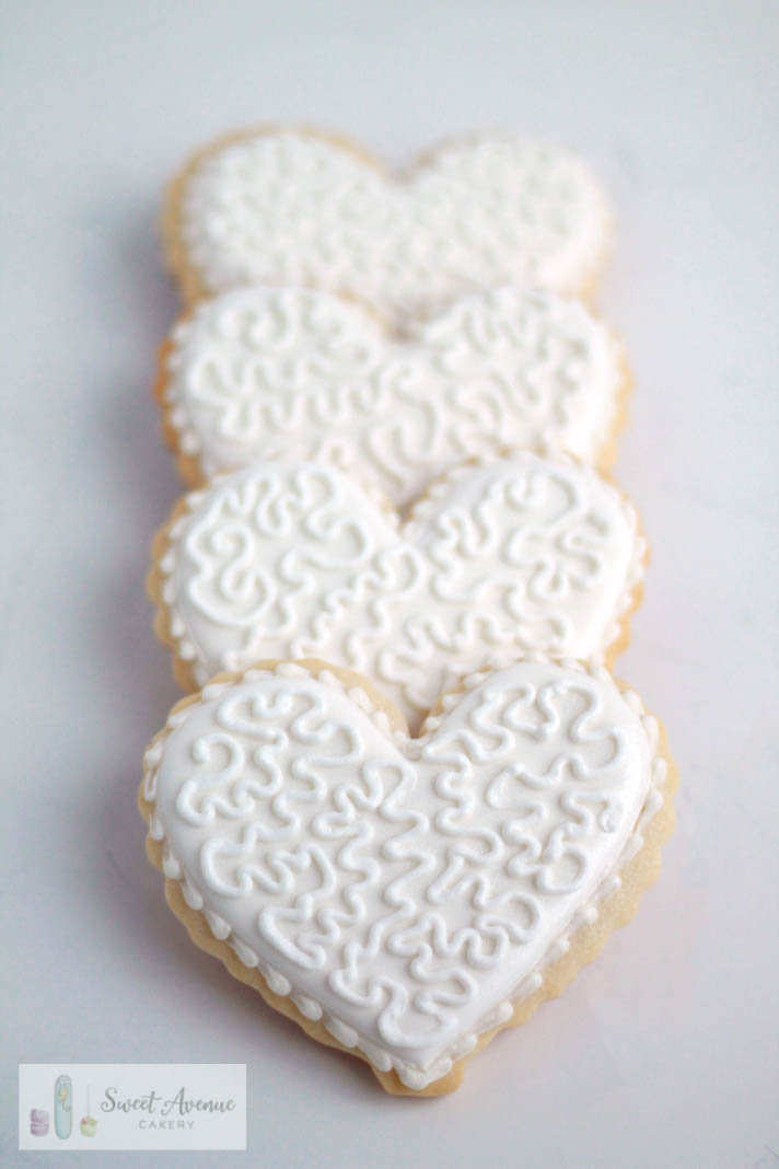 lace heart wedding sugar cookies