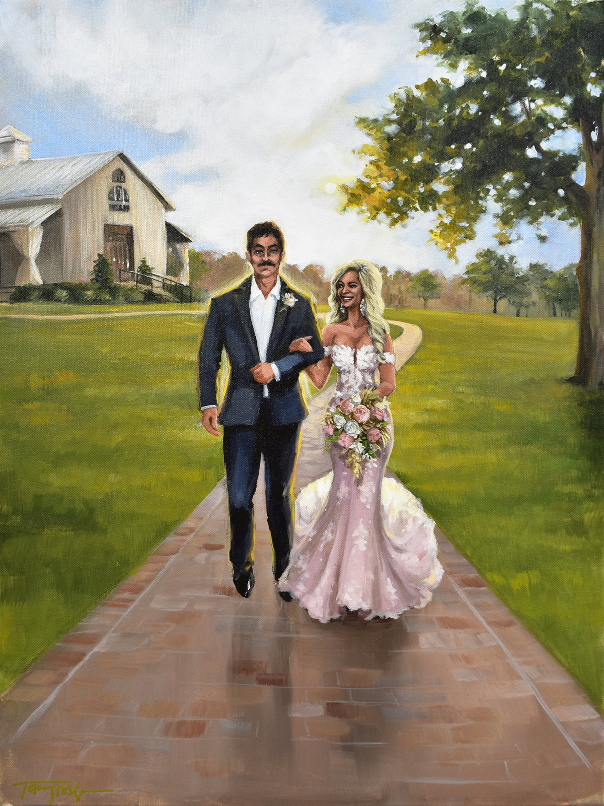 custom father-daughter walk painting