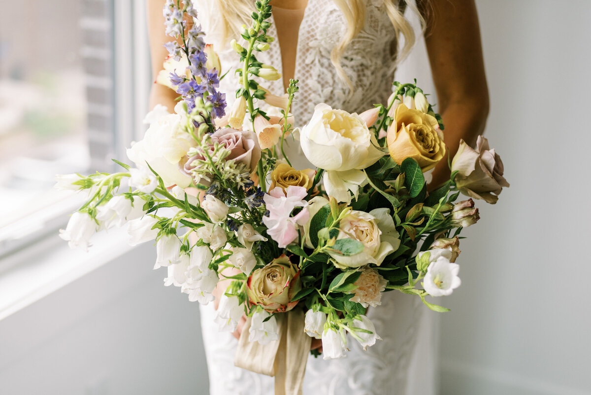 The Day's Design Northern Michigan Florist Blush Lavender and Mustard Bouquet