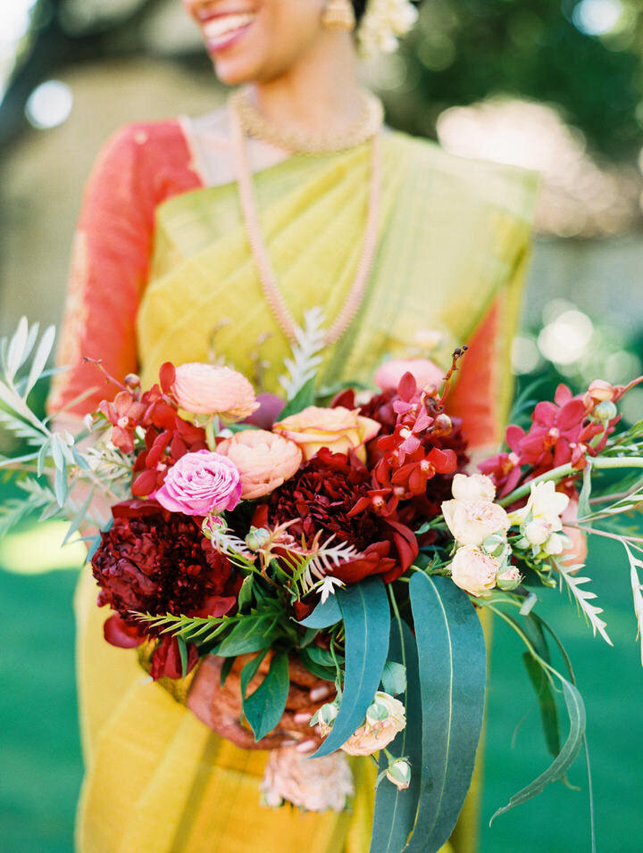 bold floral colors for indian wedding at holman ranch