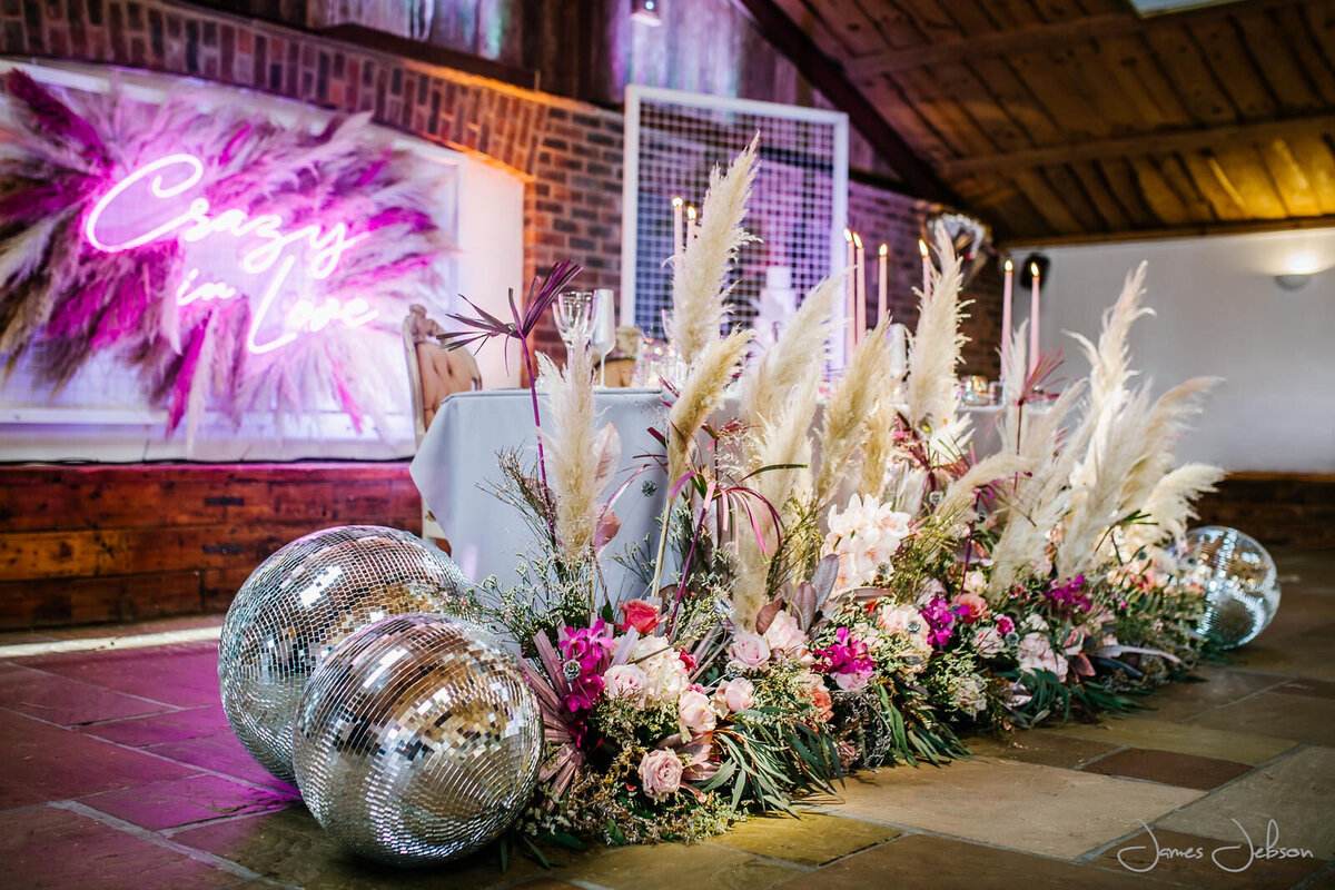 Disco Ball Hire, Seating Plans, Light up Icons and Shapes, Pampas Grass | The Word is Love, Manchester UK