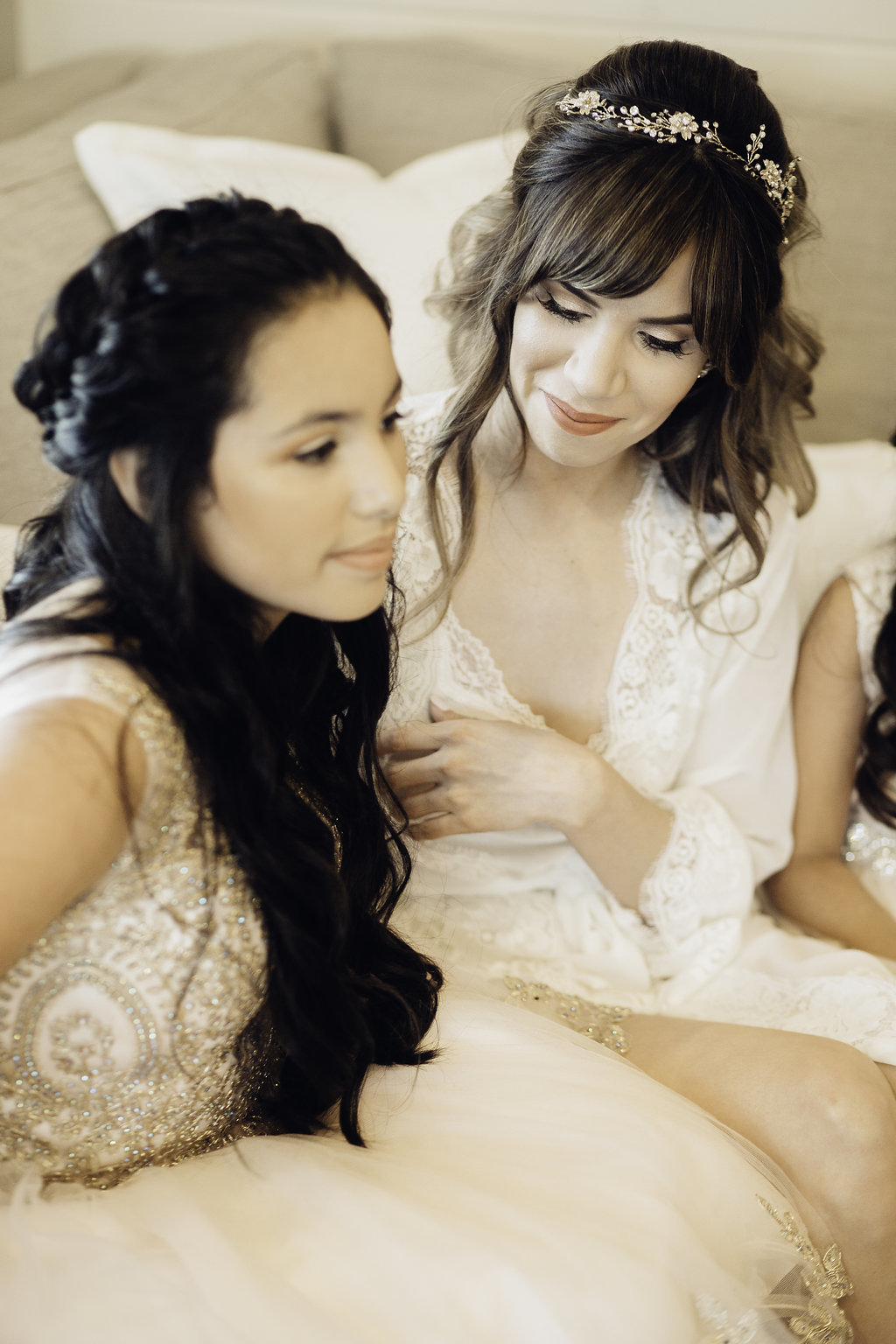 Wedding Photograph Of Woman Touching a Woman's Hair Los Angeles
