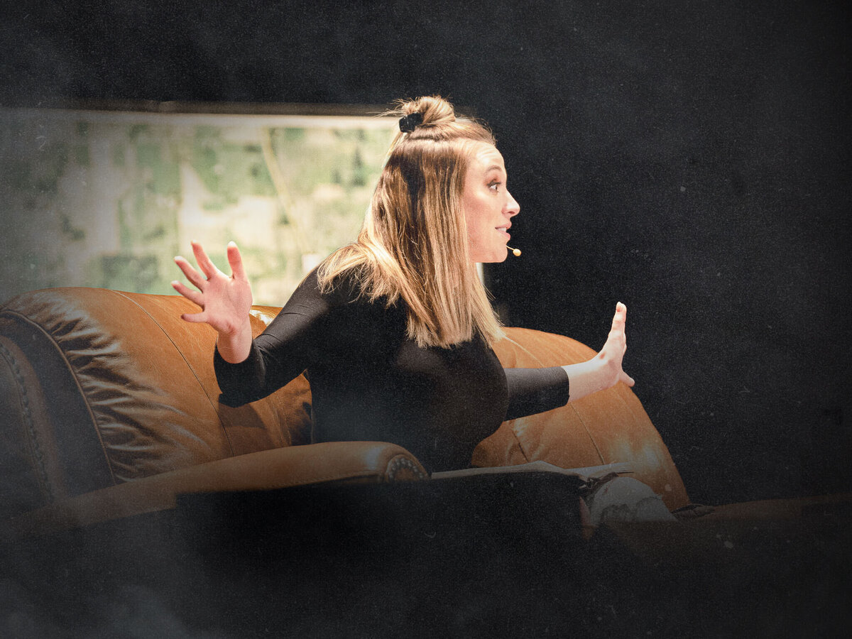 Ashley Flowers on stage during The Deck Investigates tour