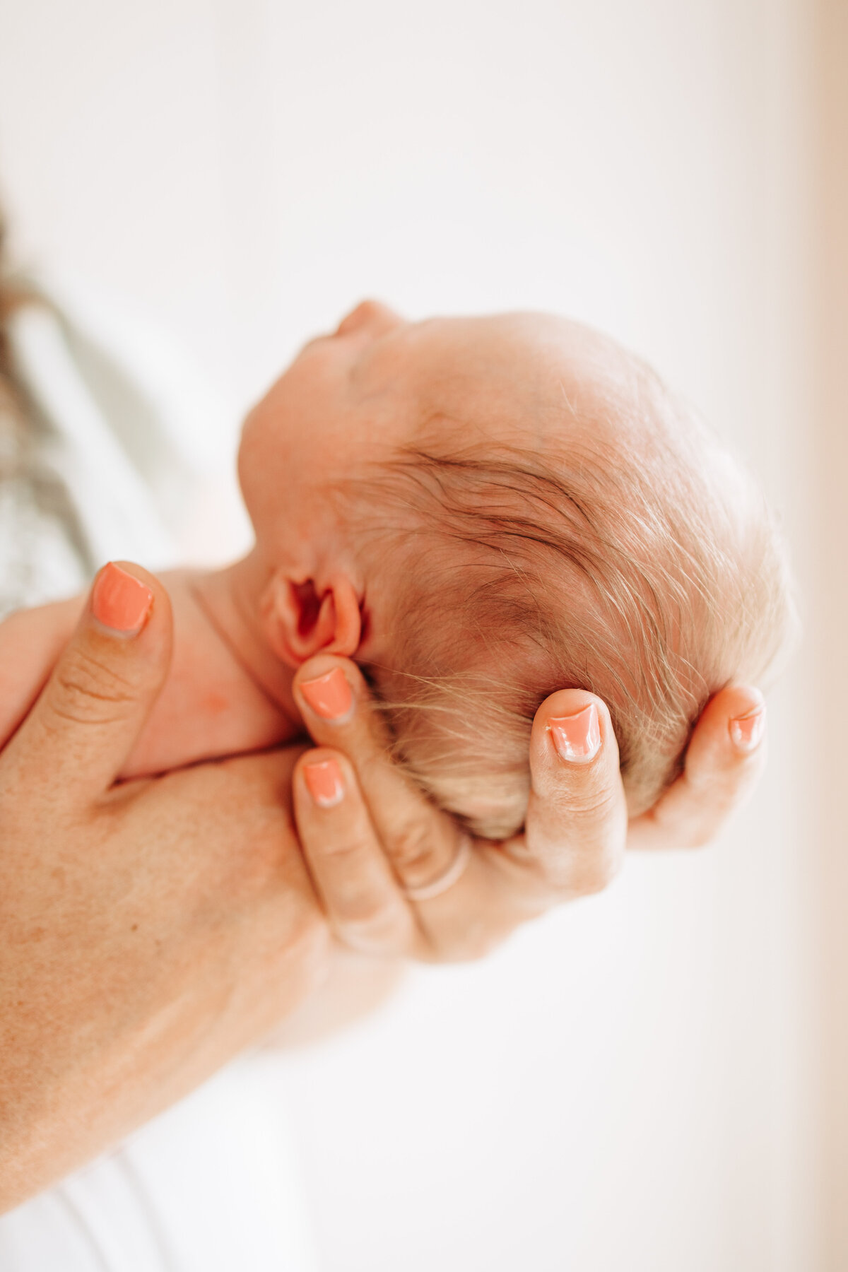 newborn baby being held during a newborn session