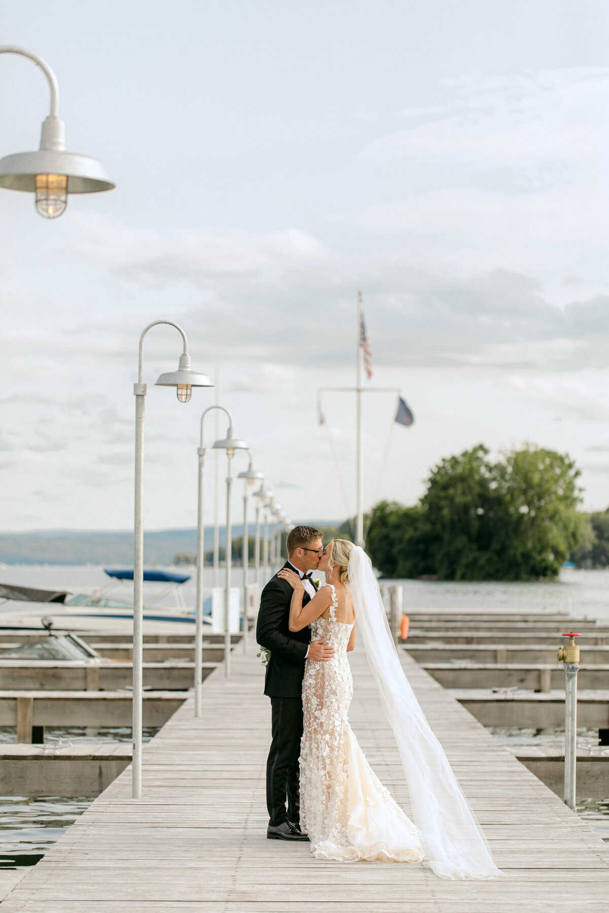 The Lake House on Canandaigua Wedding_Bride and Groom on Dock Photos_Verve Event Co (4)