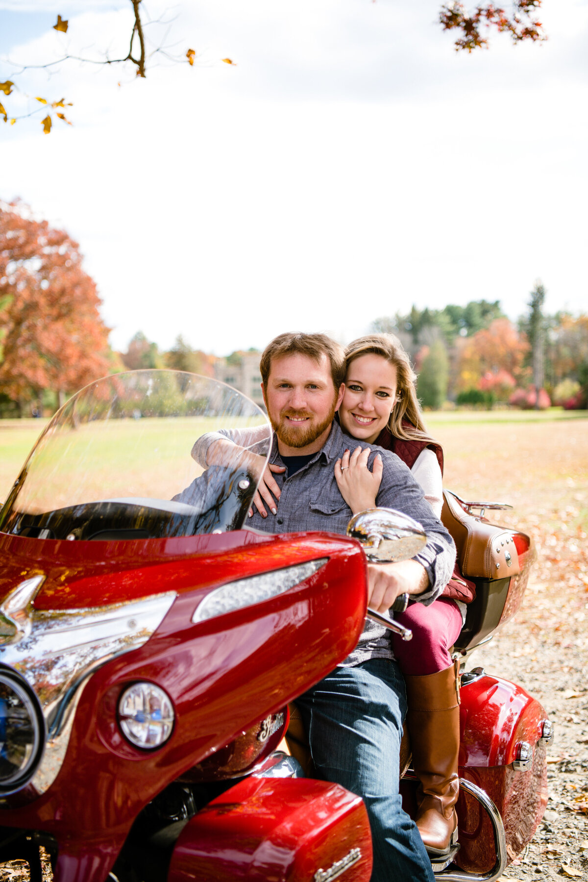 MA motorcycle engagement session