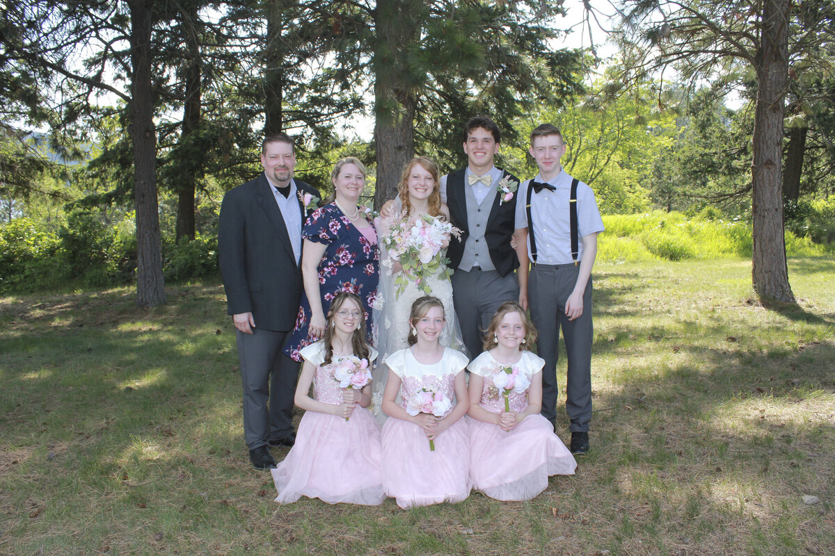 Bride and Groom with Family