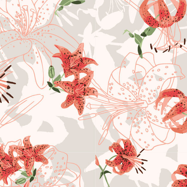 Tiger Lily - Pattern Design | Surface Pattern Collections for Licensing by Rebekah Lowell