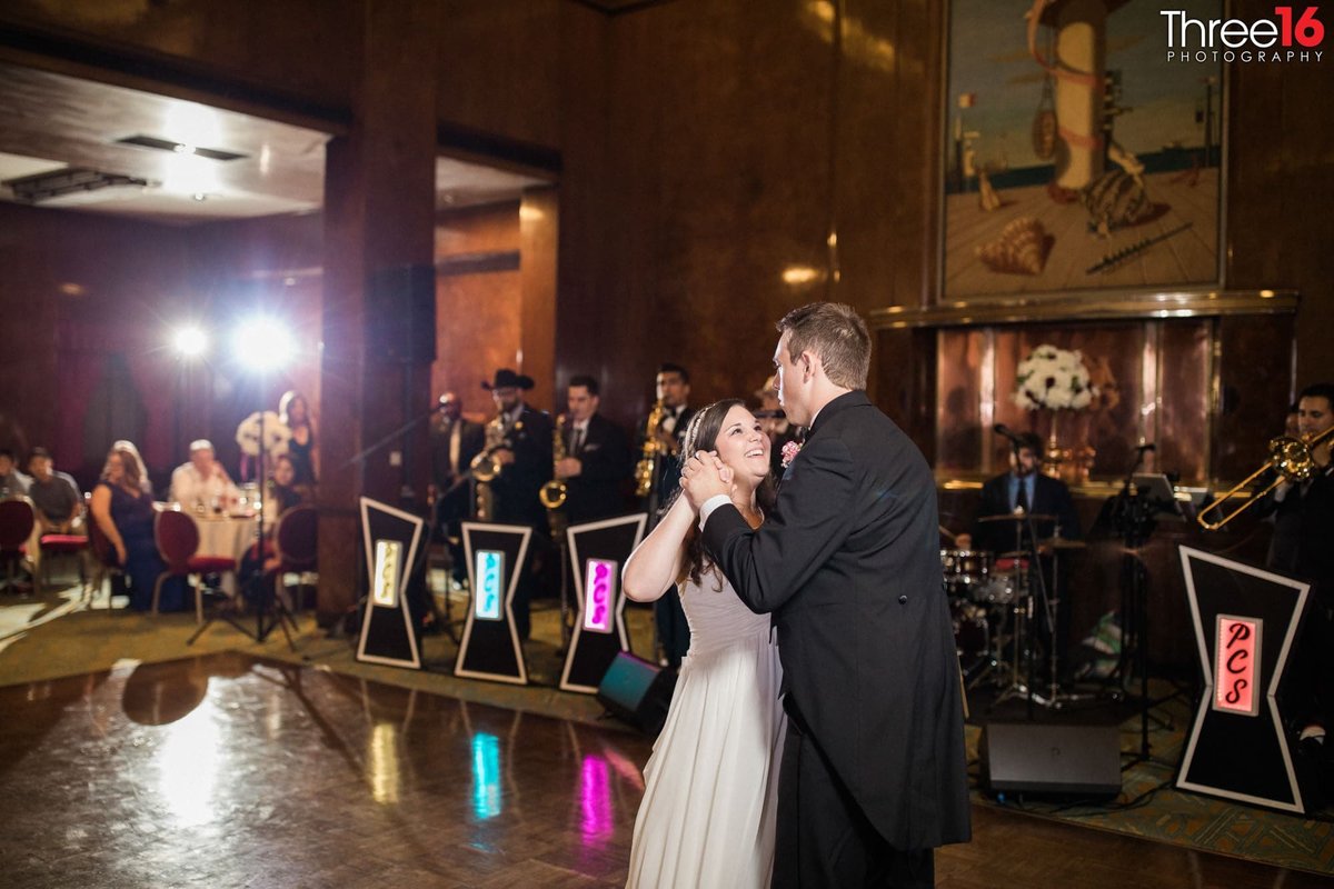 Bride and Grooms first dance during a Queen Mary reception