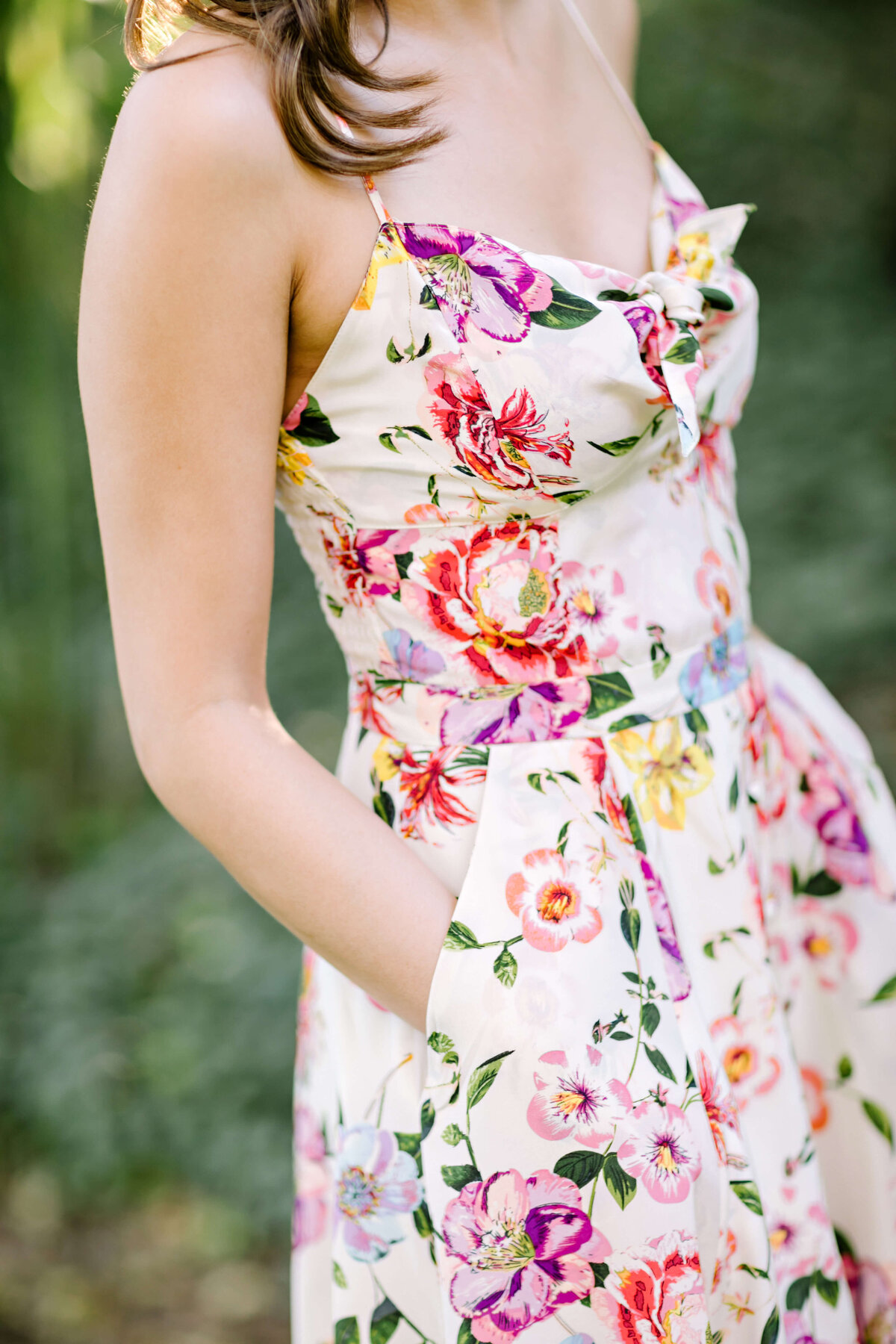 Floral dress for an engagement session at Laguna Gloria