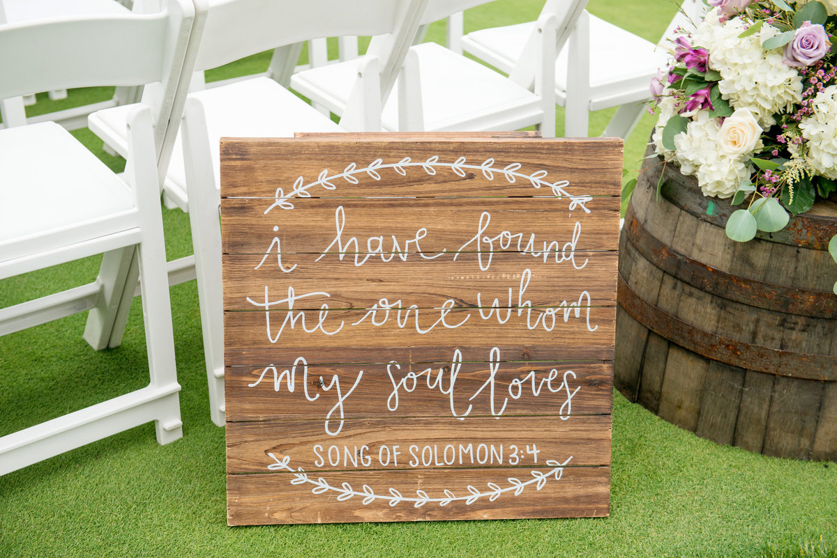 ceremony sign at Willow Creek Golf and Country Club wedding