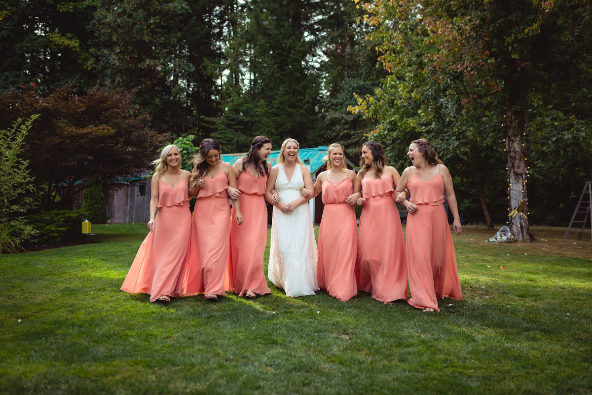 Bridesmaids laughing at Noisy Acres Wedding