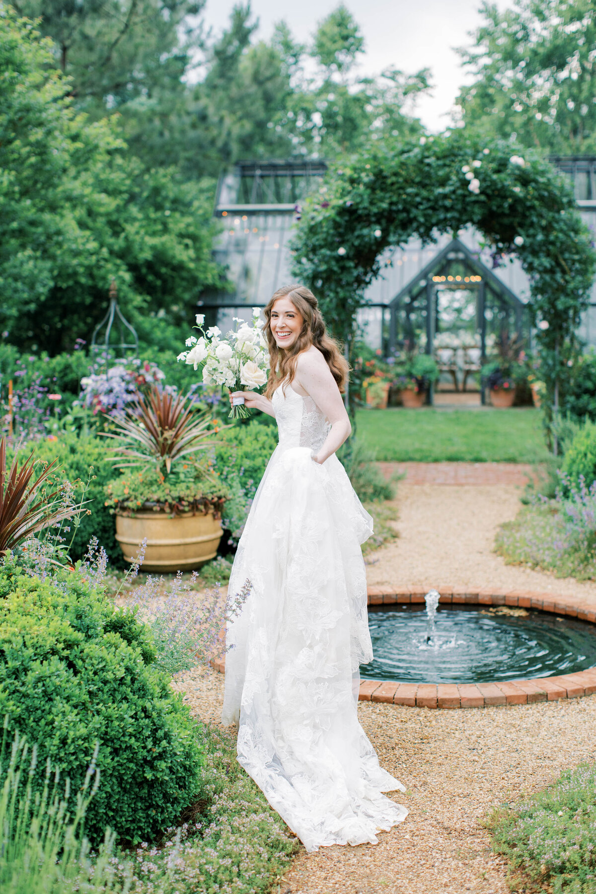 garden inspired modern white classic bridal bouquet