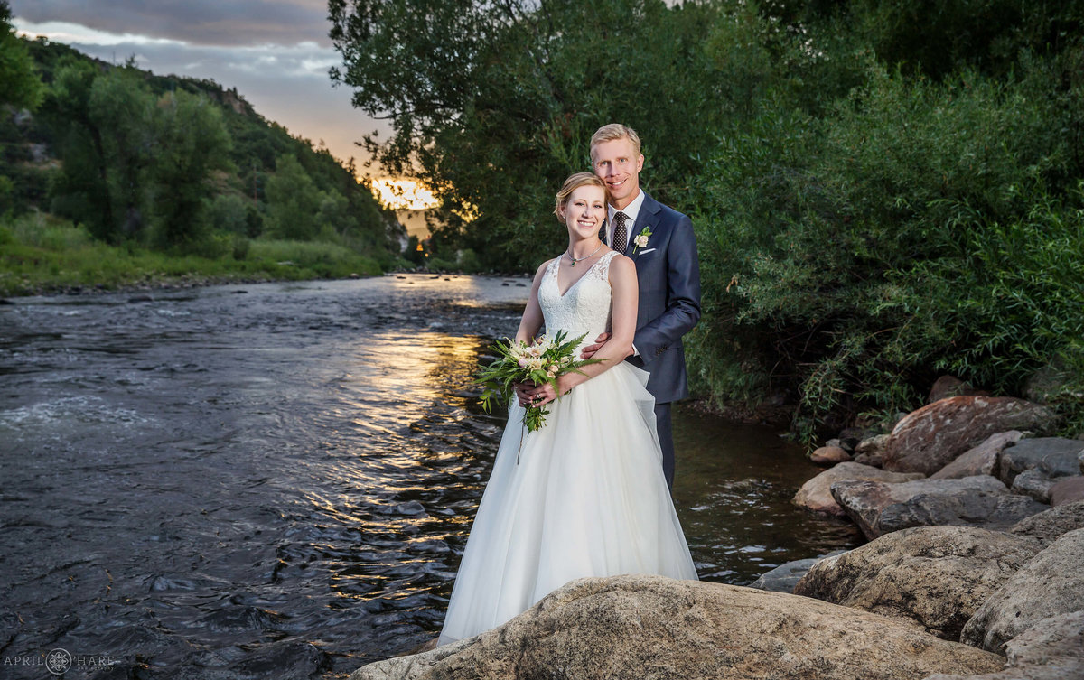 Steamboat Springs Colorado Wedding Photography Yampa River at Sunset