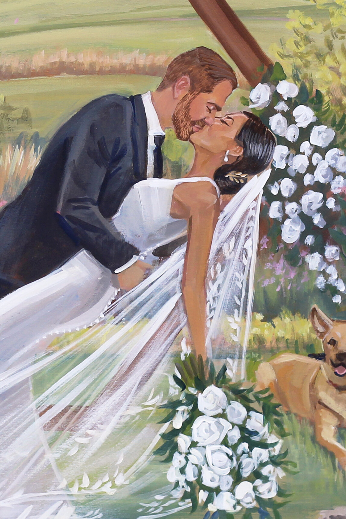 Close up of bride and groom painting