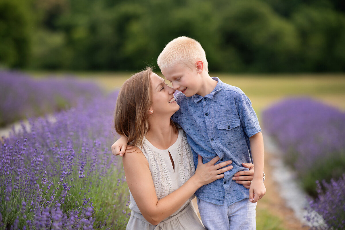 Family session located near lavender fields