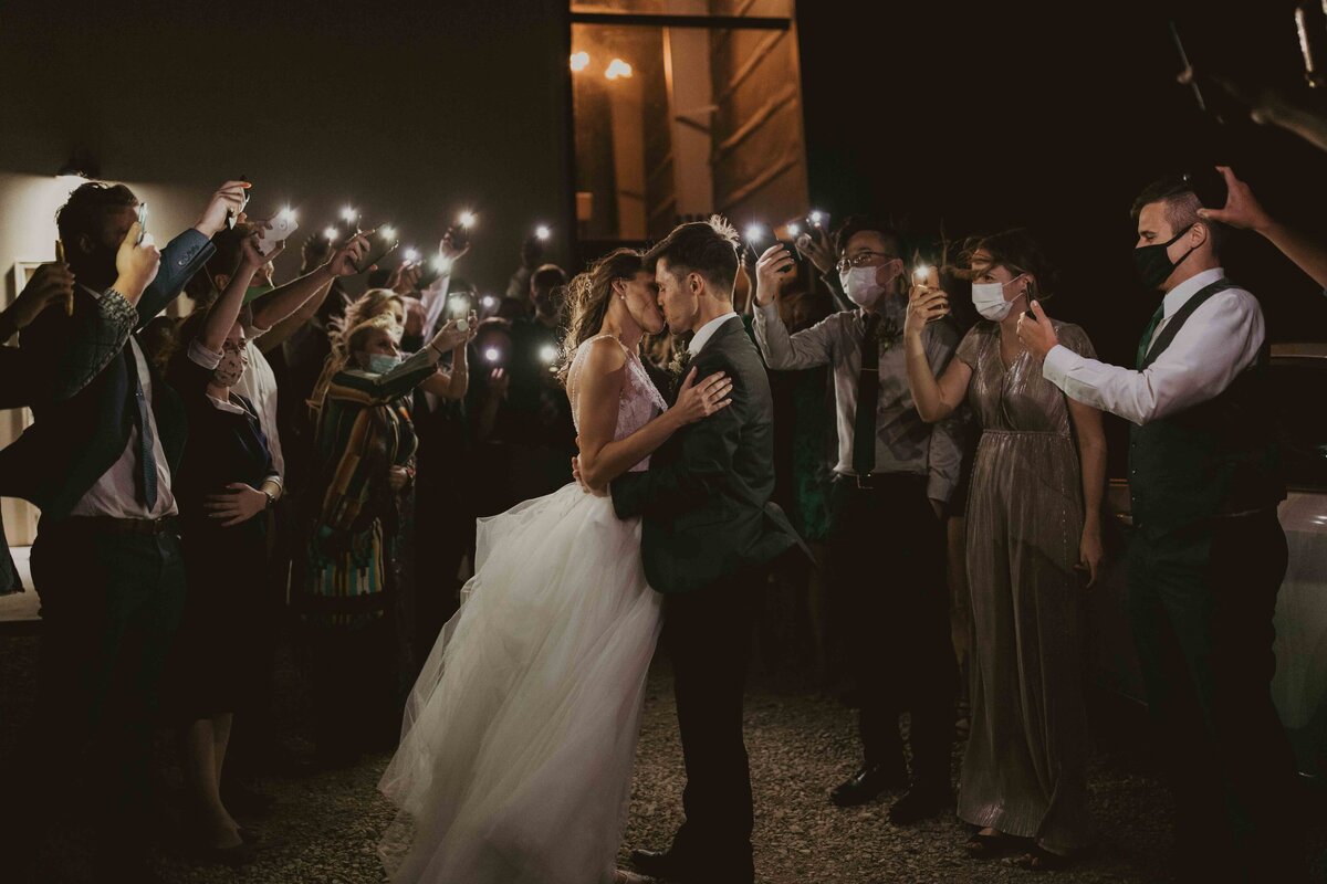 Send off for the bride and groom, using their iPhone flashlights.