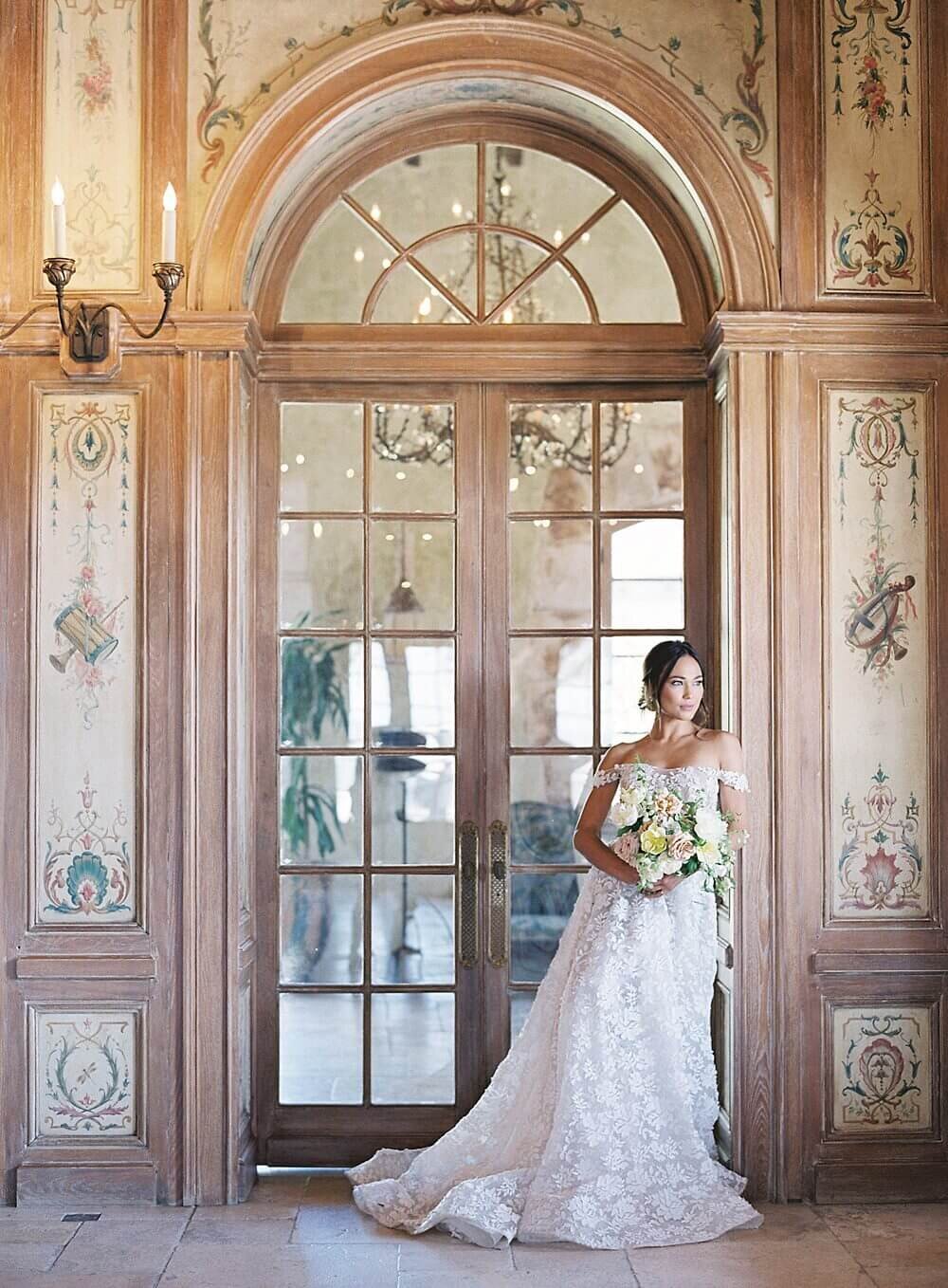 Bride in couture gown in Cal a Vie