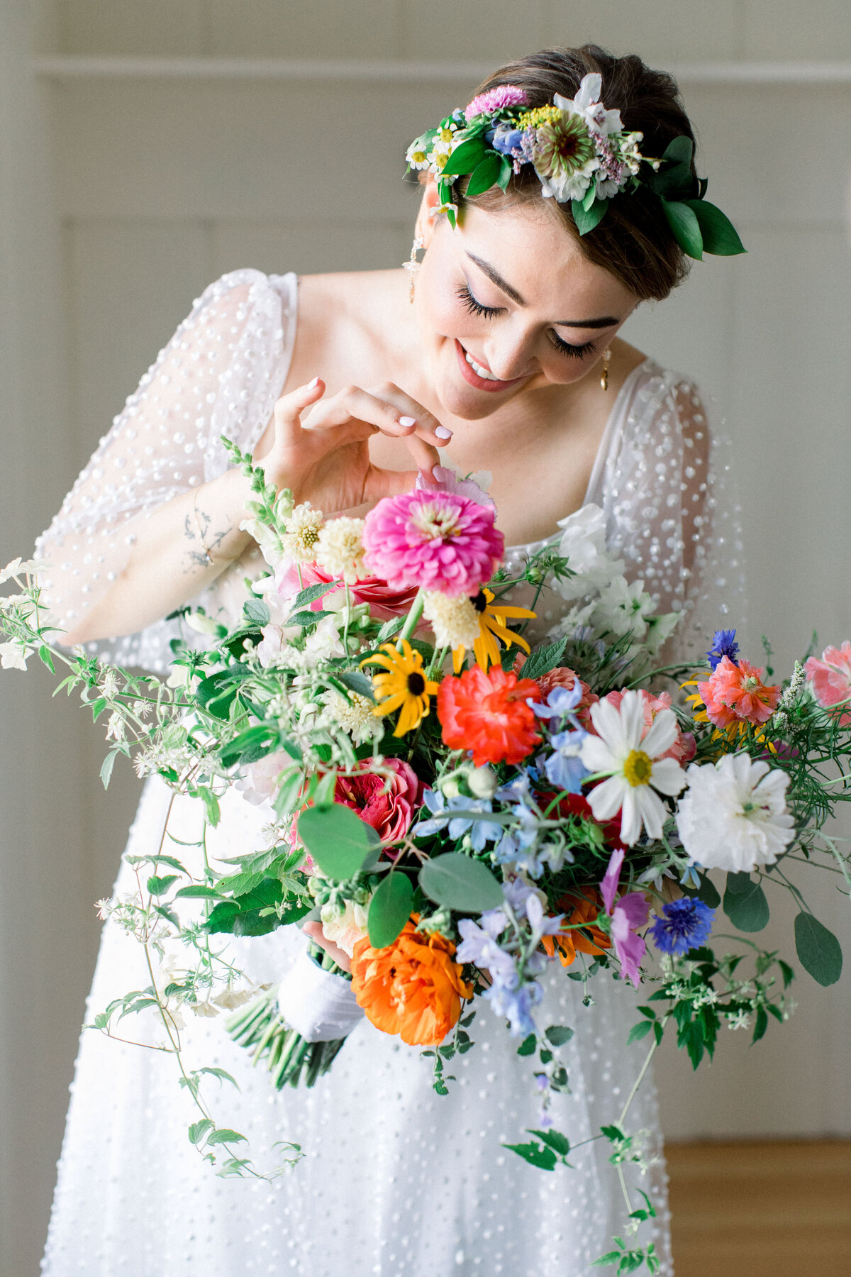 Colorful wildflower bridal bouquet