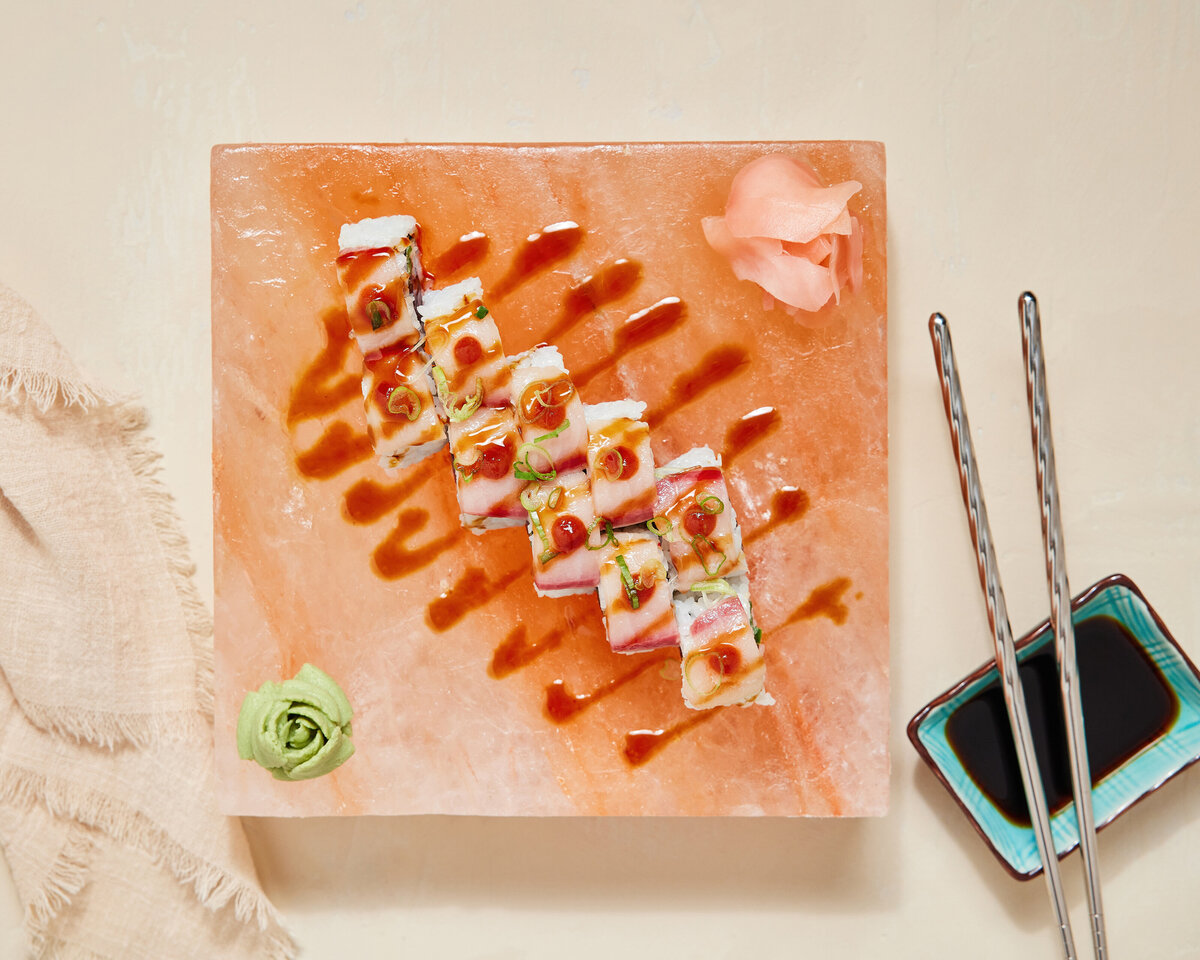 Sushi laid out on a plate