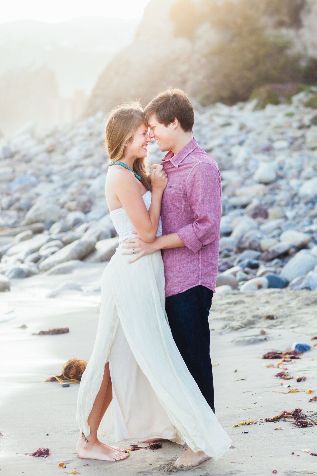 couple embracing on the California beach