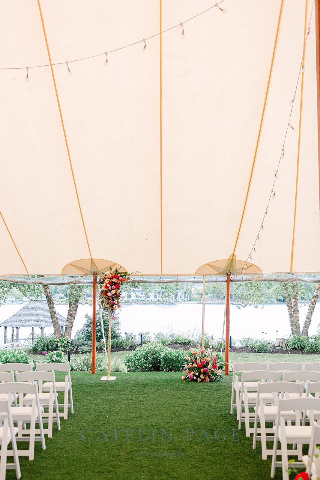 Lakeside ceremony in Meredith under the tent