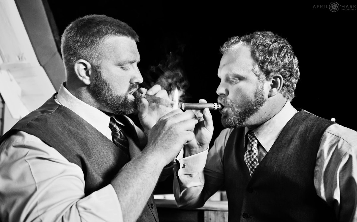 Cigar Smoking at Wedding Reception at D-Barn in Longmont Colorado