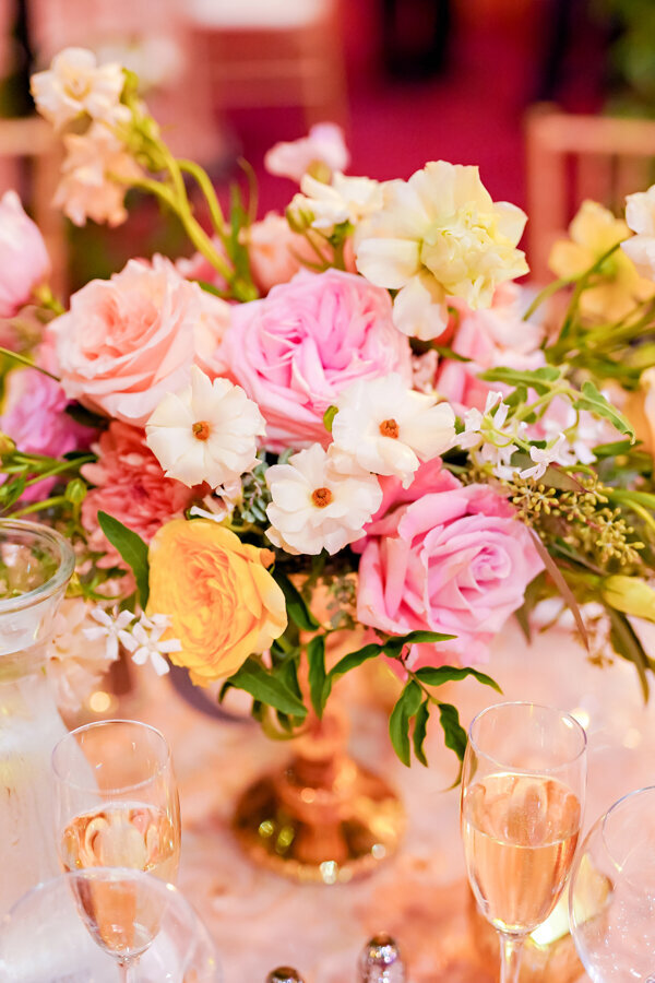 Floral- centerpiece- Satin -and -Stems