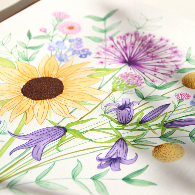 wildflower bouquet watercolor painting