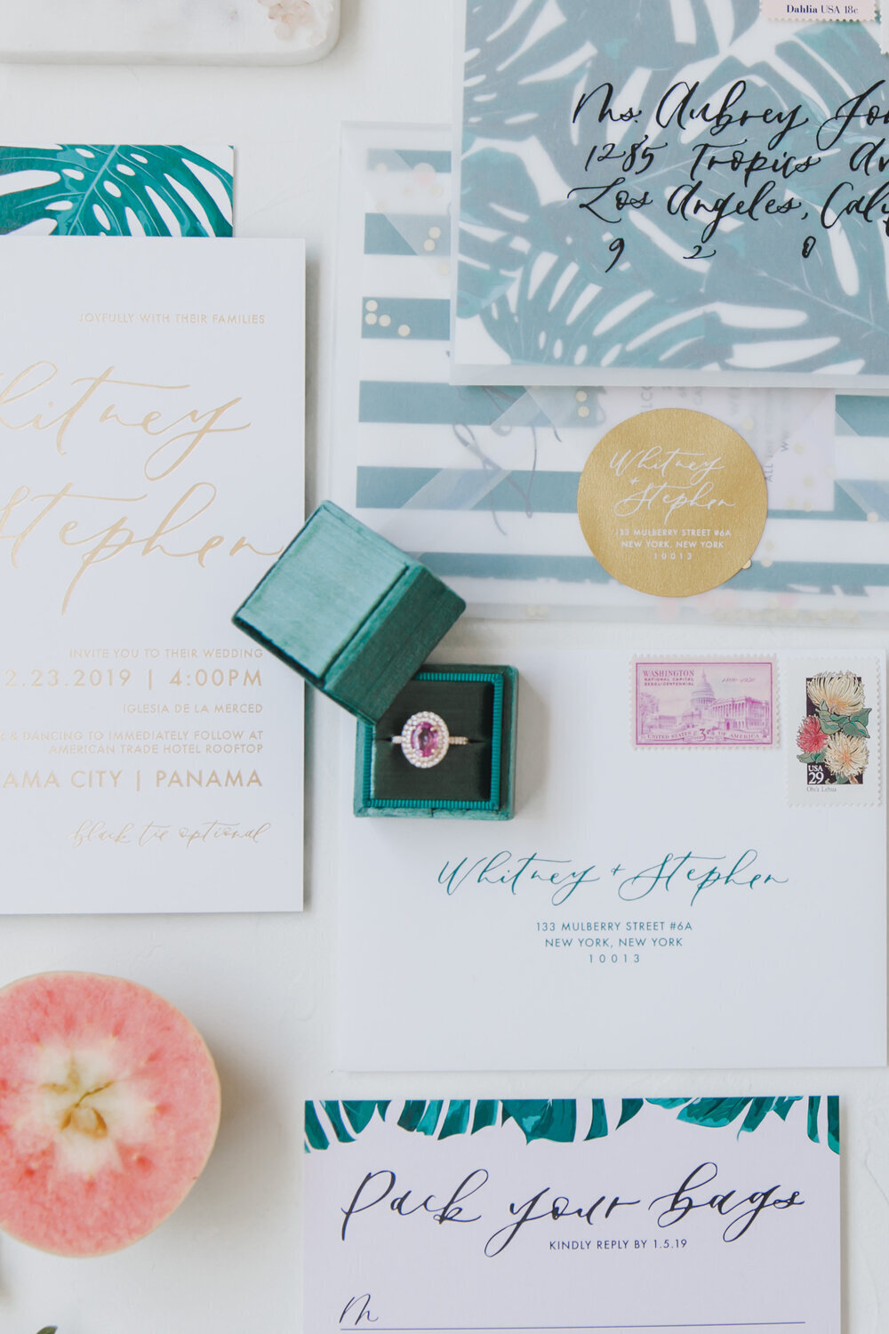 Green+and+pink+wedding+invitations