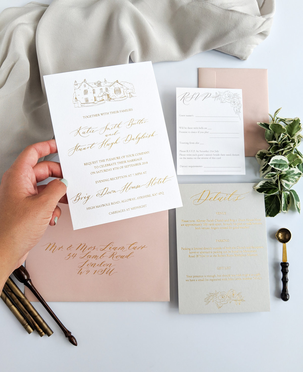 Custom Blush Invitations | Jenni Liandu Calligraphy