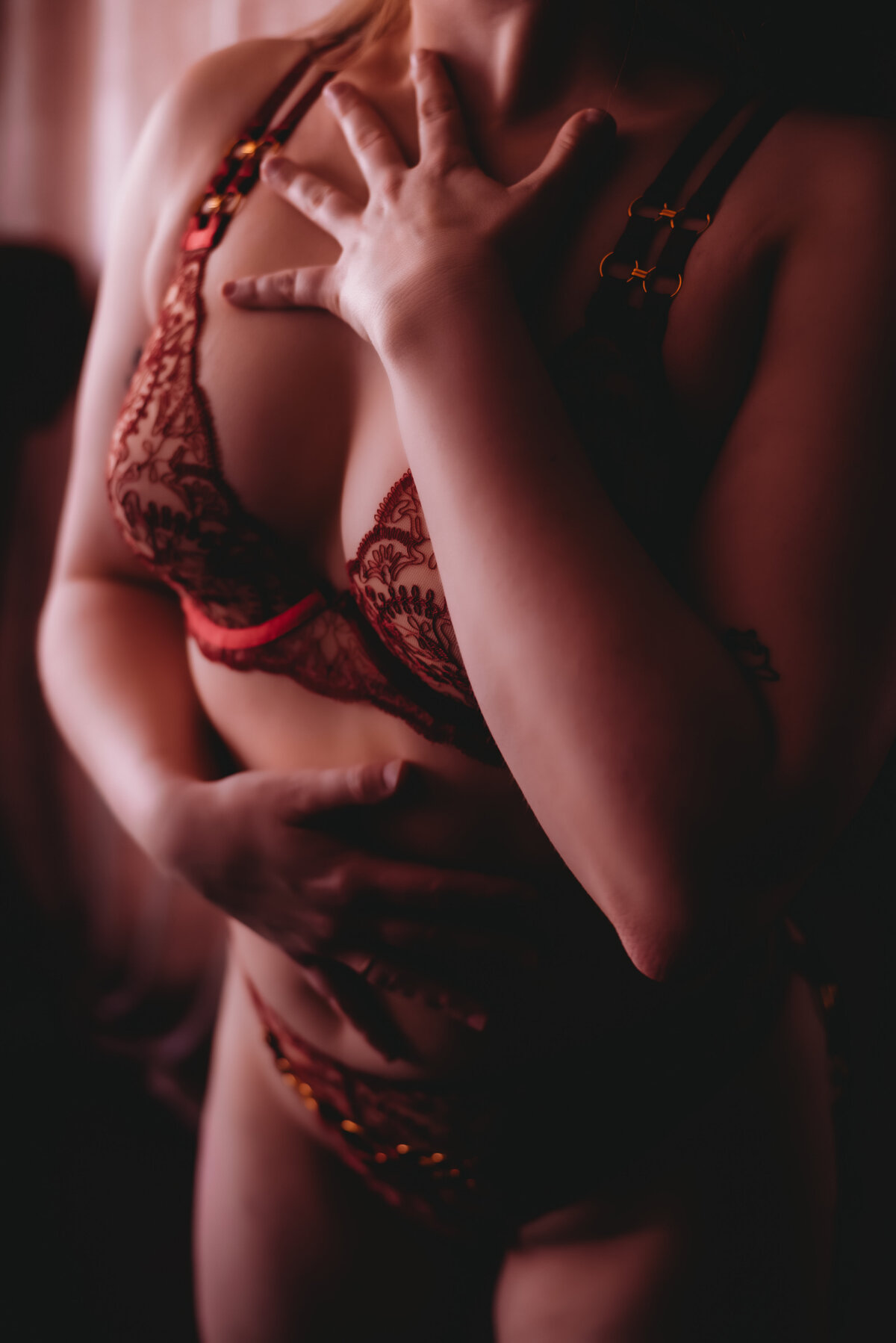 cheetah print lingerie with woman standing