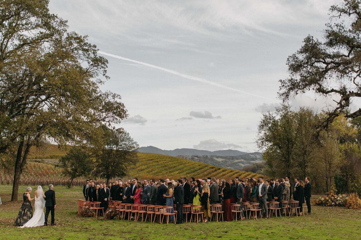 Campovida wedding processional pink chairs