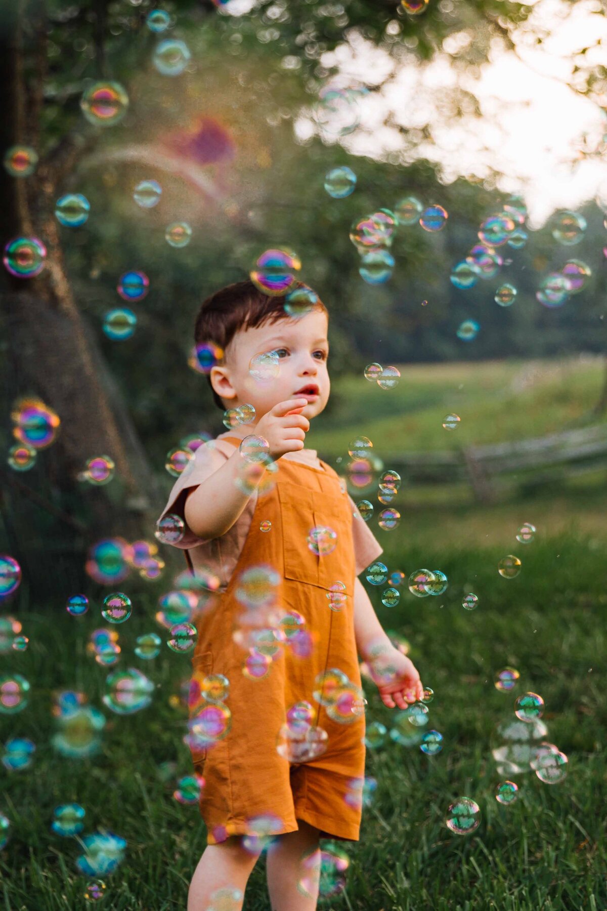 boy popping bubbles long island family photographer