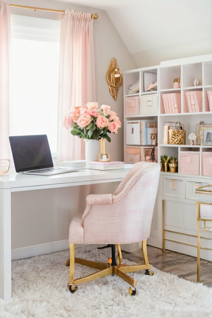 Feminine Rose Gold Home Office Stock Photos (27)