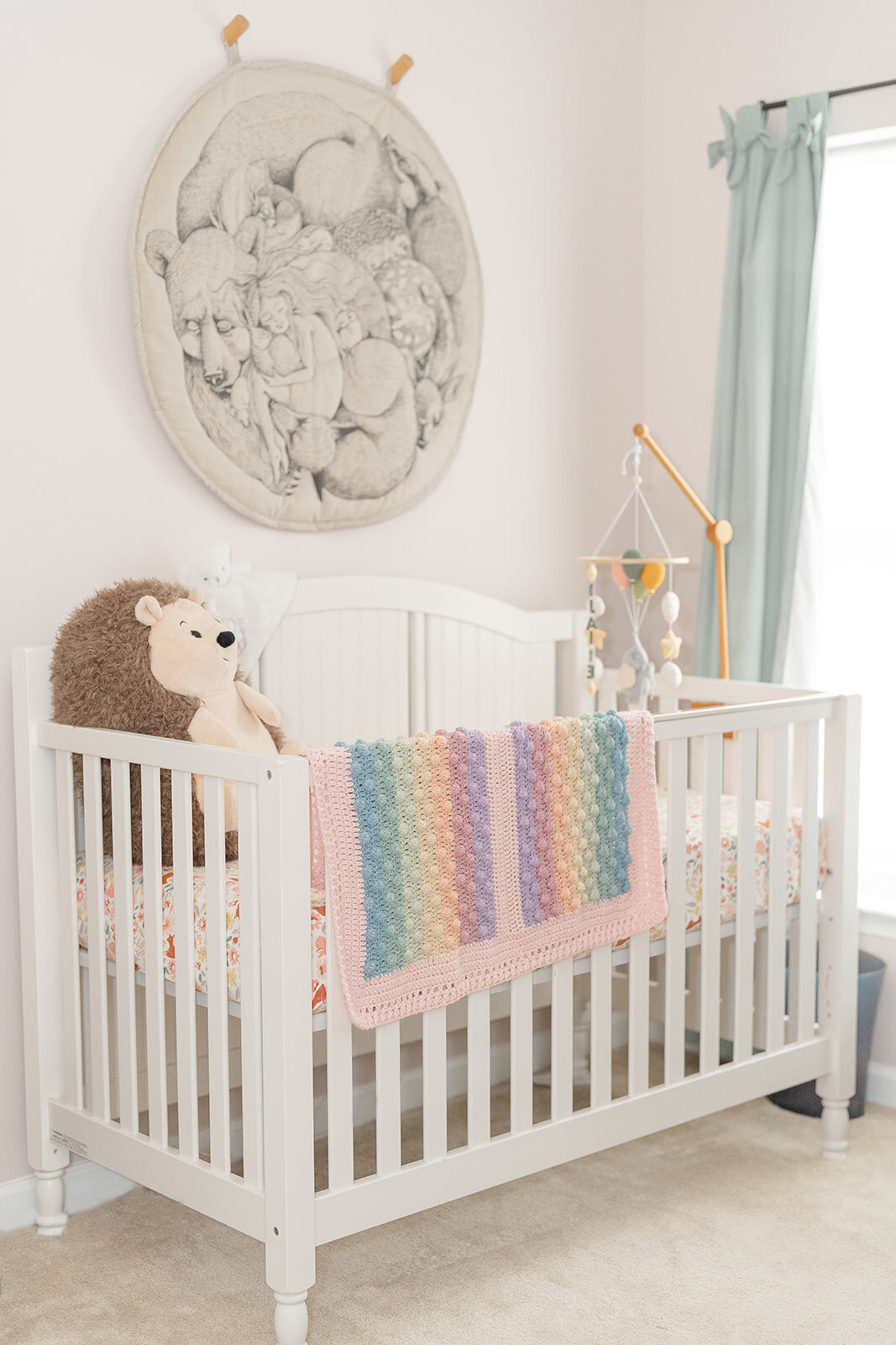 Baby girl's crib, taken by product photographer in Herndon, VA
