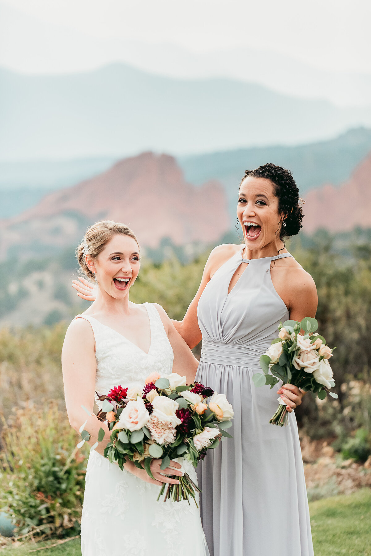 Bride and Bridesmaid at the Garden of the Gods