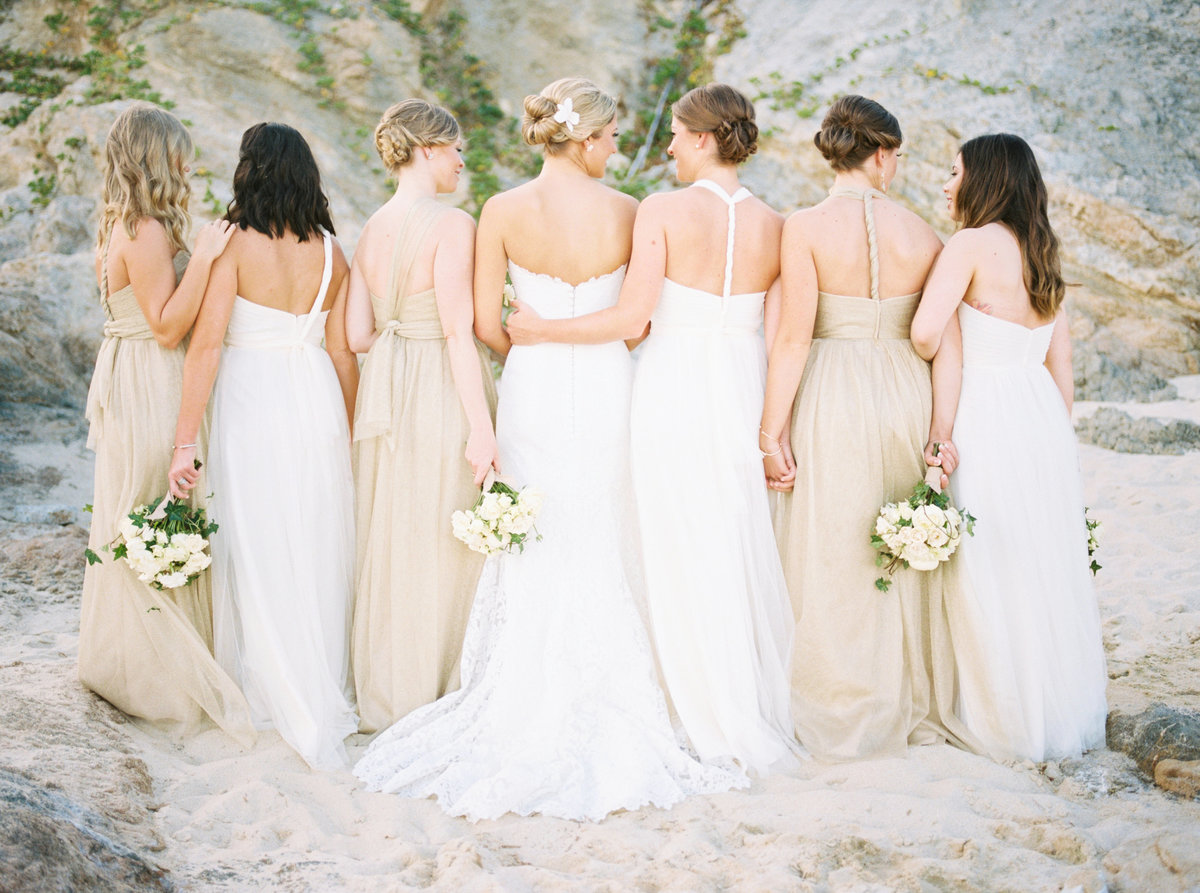 Cabo Mexico Destination Wedding, Bridesmaids on beach,  Fine Art Film