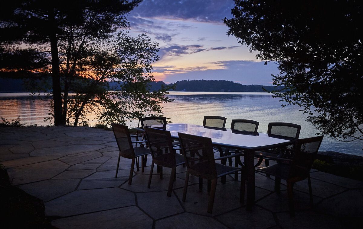 011-Lake Rosseau-Cottage-Outdoor Dining-Sunset