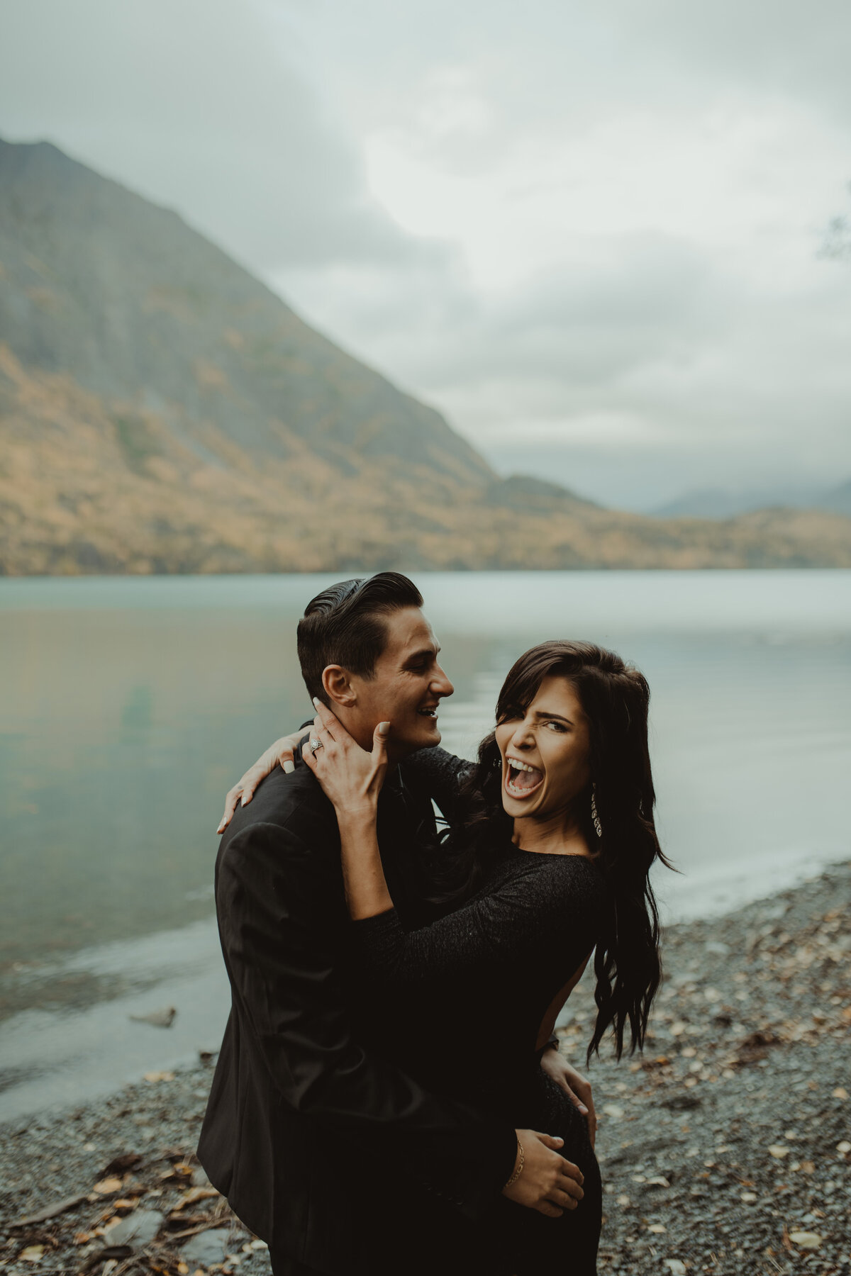 photos during engagement session in the fall