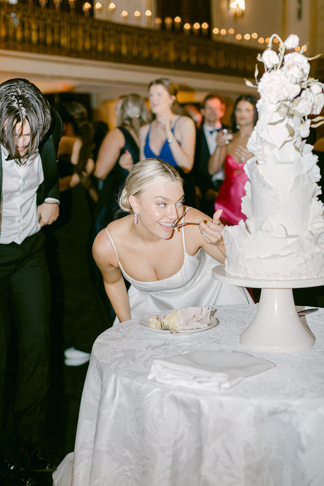 Bride and groom celebrating at the Omni William Penn Hotel wedding in Pittsburgh